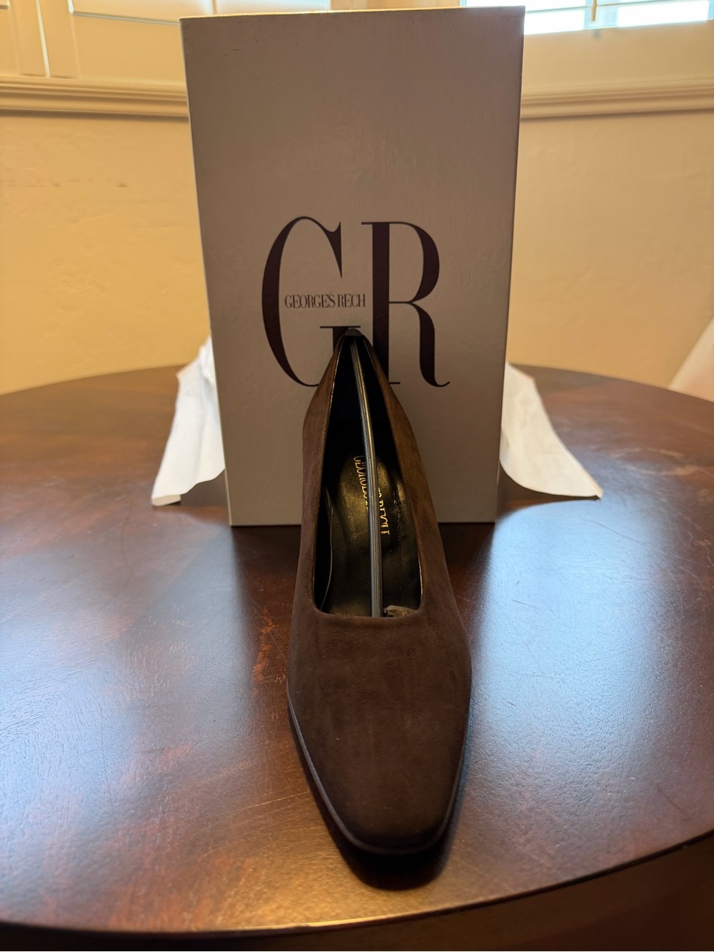 Georges Rech Paris Brown Suede Block Heel Pumps
